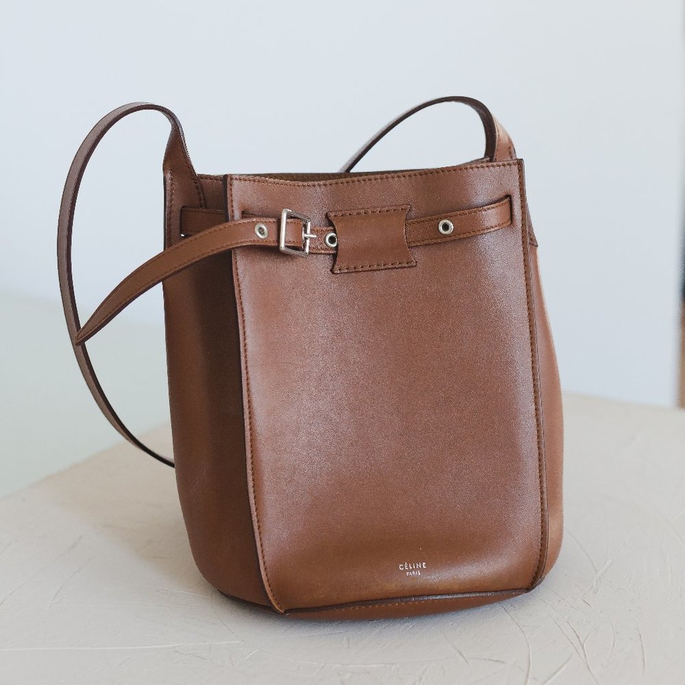 Celine brown leather bucket bag